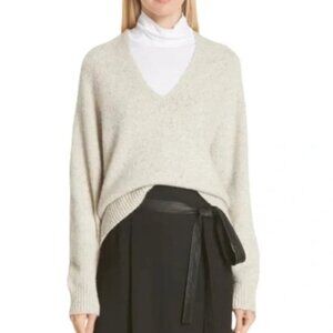 Vince 100% Plush Cashmere Panel Back V-Neck Sweater Buttermilk  sz M